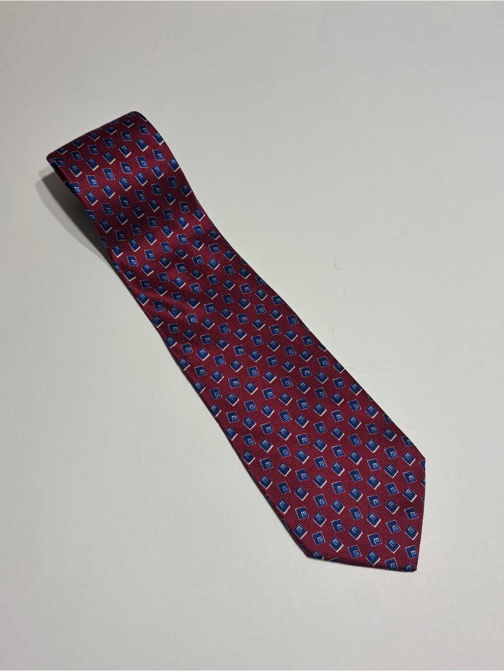 Polo Ralph Lauren Red Blue Geometric Silk Tie